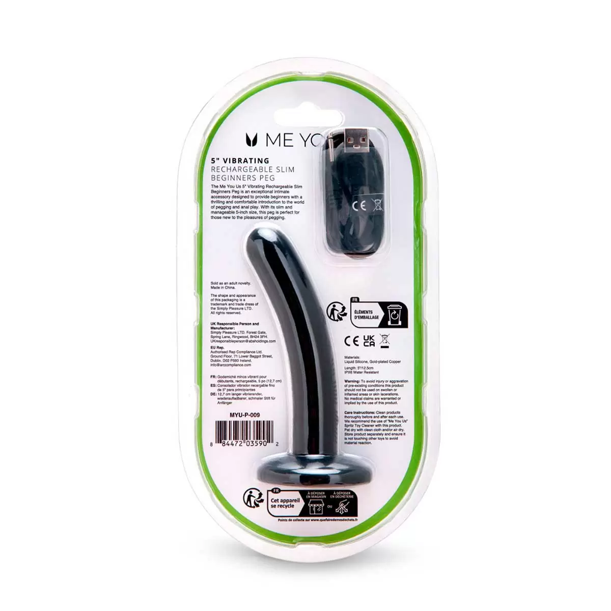 5 inch Vibrating Rechargeable Slim Beginners Peg 5 inch Vibrating Rechargeable Slim Beginners Peg