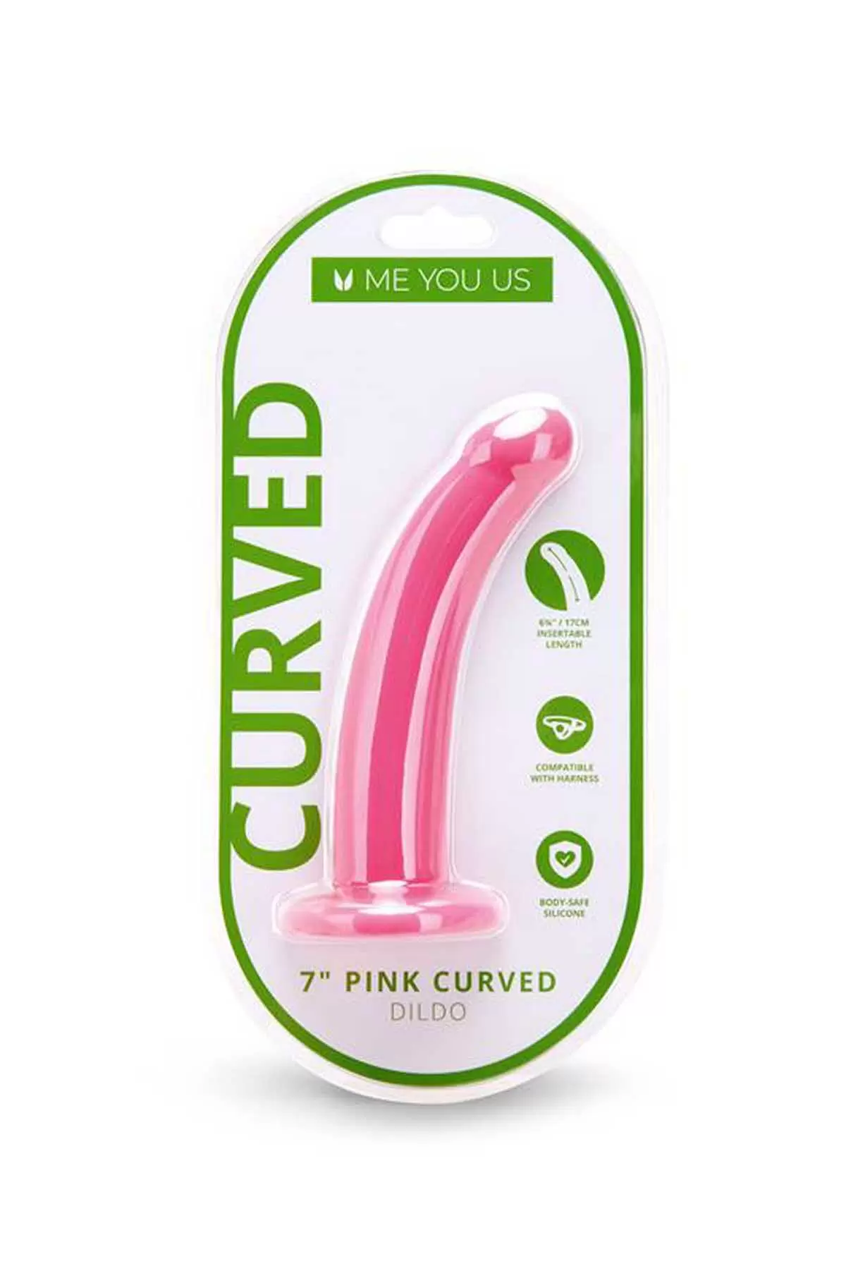 7″ Pink Curved Silicone Dildo 7″ Pink Curved Silicone Dildo