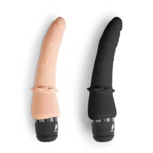 7″ Slim Anal Realistic Vibrator Black Flesh