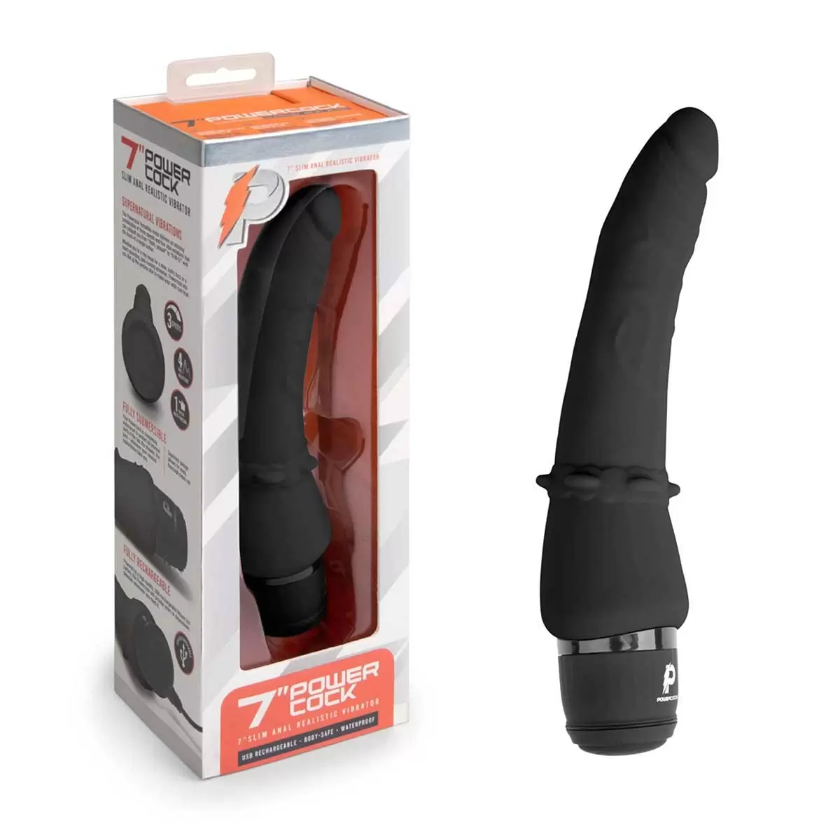7″ Slim Anal Realistic Vibrator Black Flesh 7″ Slim Anal Realistic Vibrator Black Flesh