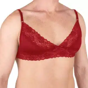 Red Mens Lace Bra