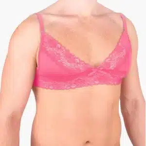 Mens Pink Lace Garter Set