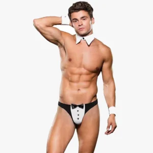 Tuxedo 3 Piece Cuffs & Collar Set Black White