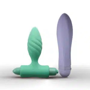 Feel Me Vibrator & Butt Plug Set Green Purple