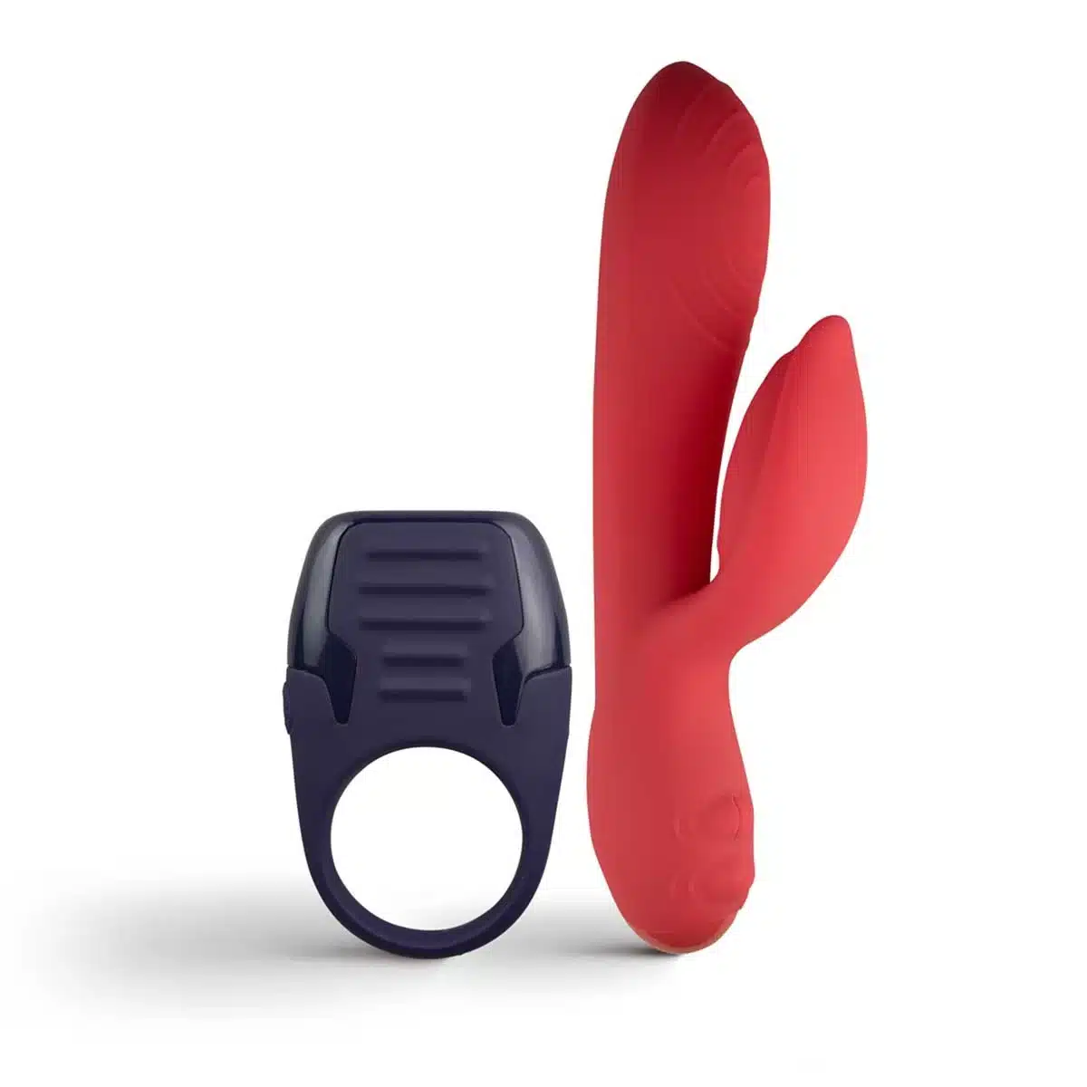 Love Me Vibrator & Cock Ring Set Red Black Love Me Vibrator & Cock Ring Set Red Black